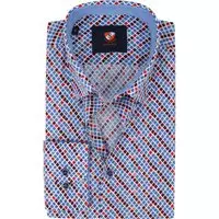 Suitable - Overhemd Ruit Blauw Rood - 38 - Heren - Modern-fit