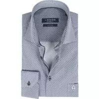 Ledub - Katoen Overhemd Patroon Donkerblauw - 38 - Heren - Modern-fit