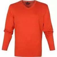 Casa Moda - Pullover V Oranje - Maat M - Regular-fit