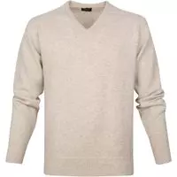 William Lockie - V-Hals Lamswol Beige - M - Regular-fit