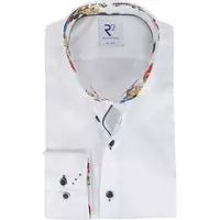 R2 Amsterdam - Overhemd Wit Bloemen Multicolour - 38 - Heren - Tailored-fit