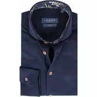 Ledub Modern Fit overhemd - donkerblauw pique tricot (contrast) - Strijkvriendelijk - Boordmaat: 42
