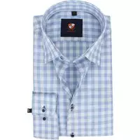 Suitable - Overhemd 227-9 Ruit Blauw - 38 - Heren - Slim-fit