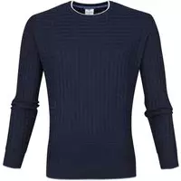 Blue Industry - Trui Wafel Donkerblauw - XXL - Slim-fit