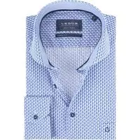 Ledub - Overhemd Blauw Patroon - 38 - Heren - Modern-fit