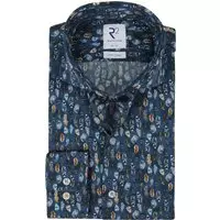 R2 Amsterdam - Overhemd Veren Donkerblauw - 46 - Heren - Tailored-fit