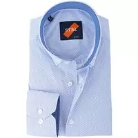 Suitable - Shirt Suitable S2-1 Wit Blauw Print - XL - Heren - Slim-fit