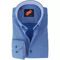 Suitable - Shirt Suitable S2-2 Blauw Wit Print - XXL - Heren - Slim-fit