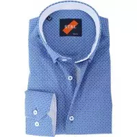 Suitable - Shirt Suitable S2-5 Blauw Wit - XXL - Heren - Slim-fit