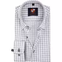 Suitable - Overhemd Grey Check - 39 - Heren - Slim-fit