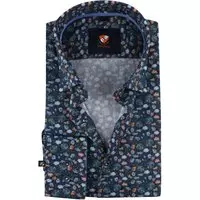 Suitable - Overhemd HBD Boeket Navy - 38 - Heren - Slim-fit