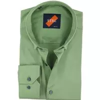 Suitable - Overhemd Uni Groen - L - Heren - Slim-fit