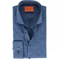 Suitable - Overhemd WS Linnen Indigo Blauw - 38 - Heren - Slim-fit