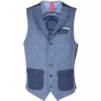 Blue Industry - Gilet Revers Blauw - 46 - Modern-fit