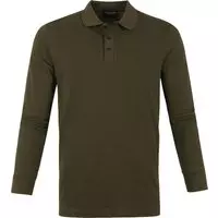 Scotch and Soda - Long Sleeve Polo Donkergroen - S - Slim-fit