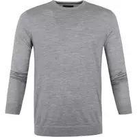 Profuomo - Pullover Merino O-Hals Grijs - S - Slim-fit