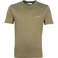 Calvin Klein - T-Shirt Logo Donkergroen - XL - Modern-fit