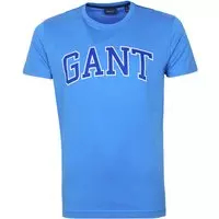 Gant - T-shirt Graphic Logo Blauw - S - Regular-fit