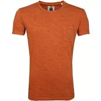 Marc O'Polo - Logo T-shirt Streep Oranje - XL - Modern-fit