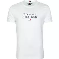 Tommy Hilfiger - Logo Flag T-shirt Wit - L - Modern-fit