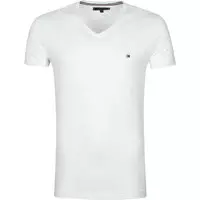 Tommy Hilfiger - T-shirt V-hals Stretch Wit - S - Slim-fit