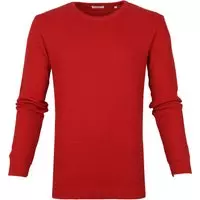 KnowledgeCotton Apparel - Trui Waves Rood - M - Modern-fit