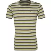 KnowledgeCotton Apparel - T-shirt Alder Stripes Donkergroen - M - Modern-fit