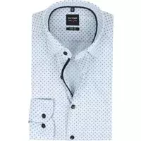 OLYMP Level 5 Body Fit overhemd mouwlengte 7 - bruin met wit mini dessin (contrast) - Strijkvriendelijk - Boordmaat: 39