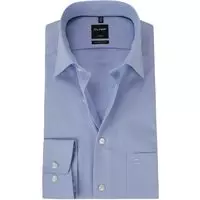 OLYMP Luxor modern fit overhemd - lichtblauw met wit geruit (contrast) - Strijkvrij - Boordmaat: 37