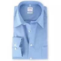 OLYMP Luxor comfort fit overhemd - blauw fil à fil - Strijkvrij - Boordmaat: 39