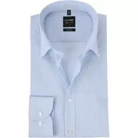 OLYMP Level 5 body fit overhemd - lichtblauw met wit gestreept - Strijkvriendelijk - Boordmaat: 37