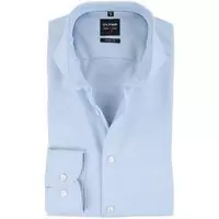 OLYMP Level 5 body fit overhemd - lichtblauw met wit mini dessin in diamant twill - Strijkvriendelijk - Boordmaat: 37