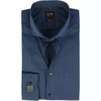 OLYMP Level 5 body fit overhemd - mouwlengte 7 - blauw structuur - Strijkvriendelijk - Boordmaat: 39