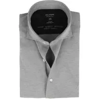 OLYMP - Luxor Jersey Stretch Overhemd 24/Seven Grijs - 38 - Heren - Modern-fit