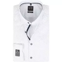 OLYMP - Overhemd Lvl 5 SL7 Dessin Wit - 39 - Heren - Slim-fit - Extra Lange Mouwlengte