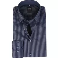 OLYMP - Level Five Overhemd Strepen Donkerblauw - 38 - Heren - Body-fit