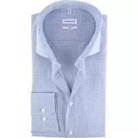 Seidensticker - Overhemd Blauw Ruiten - 38 - Heren - Slim-fit