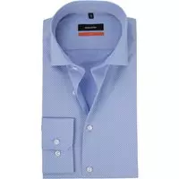 Seidensticker - Overhemd Dessin Blauw - 39 - Heren - Slim-fit