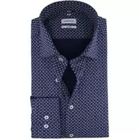 Seidensticker - Overhemd Shaped Paisley Navy - 38 - Heren - Tailored-fit