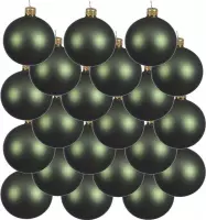 18x Donkergroene glazen kerstballen 6 cm - Mat/matte - Kerstboomversiering donkergroen