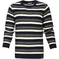 KnowledgeCotton Apparel - Striped Rib Trui - XL - Modern-fit