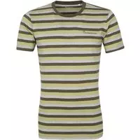 KnowledgeCotton Apparel - T-shirt Alder Stripes Donkergroen - L - Modern-fit