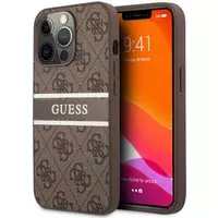 Guess hoesje voor iPhone 13 Pro Max - Hardcase Backcover - 4G - Brown Stripe - Bruin