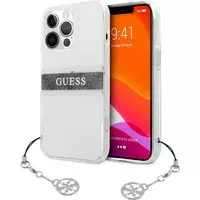 Guess Charms Transparant Backcase iPhone 13 Pro Max hoesje Grijs