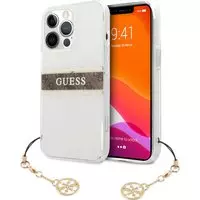 Guess Charms Transparant Backcase iPhone 13 Pro hoesje Bruin
