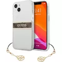 Guess Charms Transparant Backcase iPhone 13 hoesje Bruin