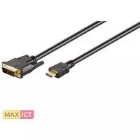 MicroConnect HDMI 19 - DVI-D (3m) 3m HDMI DVI-D Zwart