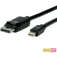 Roline ROLINE DisplayPort kabel, DP M - Mini DP M 3,0m. Lengte snoer: 3 m, Aansluiting 1: DisplayPort, Aansluiting 2: Mini DisplayPort. Aantal per verpakking: 1 stuk(s). Lengte: 3