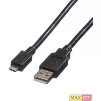 Roline ROLINE USB 2.0 Kabel, USB A Male - USB Micro B Male 0,15 m. Lengte snoer: 0,15 m, Aansluiting 1: Micro-USB B, Aansluiting 2: USB A, USB-versie: USB 2.0, Geslacht connector: