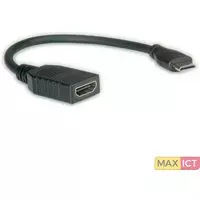 Roline ROLINE Monitorkabel HDMI High Speed met Ethernet, HDMI Female - Mini HDMI Male 0,15m. Lengte snoer: 0,15 m, Aansluiting 1: HDMI Type A (Standaard), Aansluiting 1 type: Vrouw